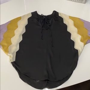 Fate Satin Black Batwing Tunic